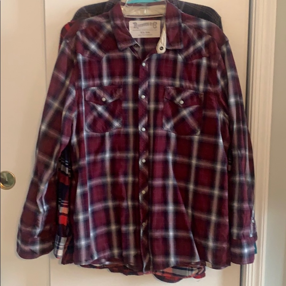 Roebuck & Co denim plaid long sleeve shirt XL